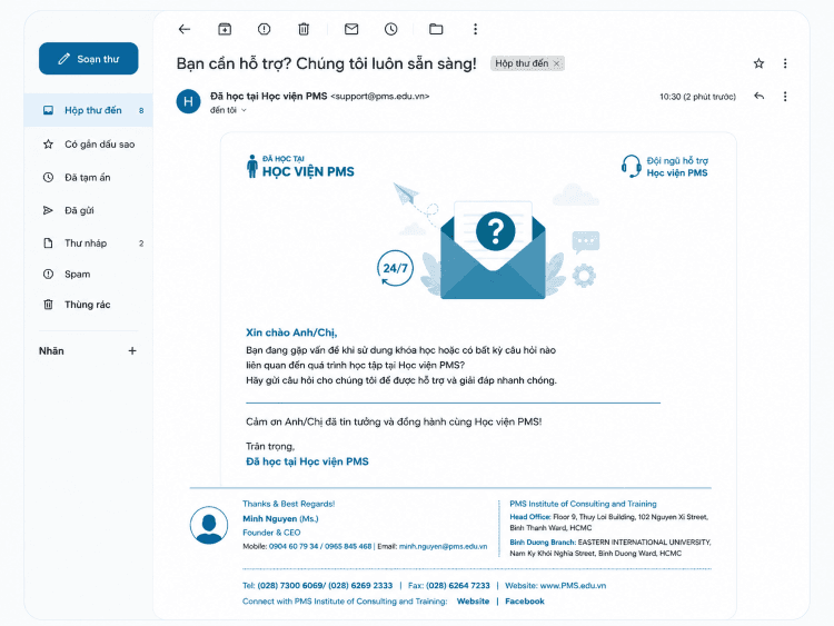 email giải đáp thắc mắc