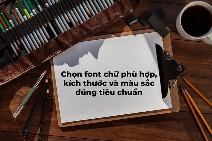 Chọn font chữ phù hợp, kích thước và màu sắc đúng tiêu chuẩn