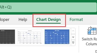 Nhấp vào thể Chart Design