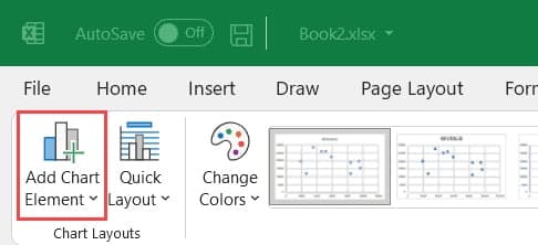 Trong nhóm Chart Layouts, nhấp vào tùy chọn Add Chart Element