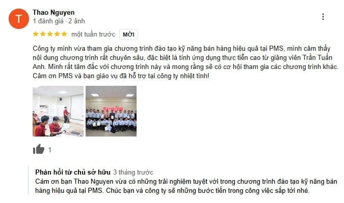 Đánh giá của học viên về Học viện PMS trên Google Maps