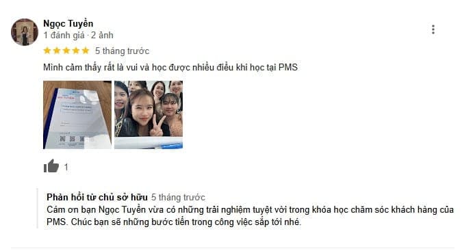 Đánh giá của học viên về Học viện PMS trên Google Maps